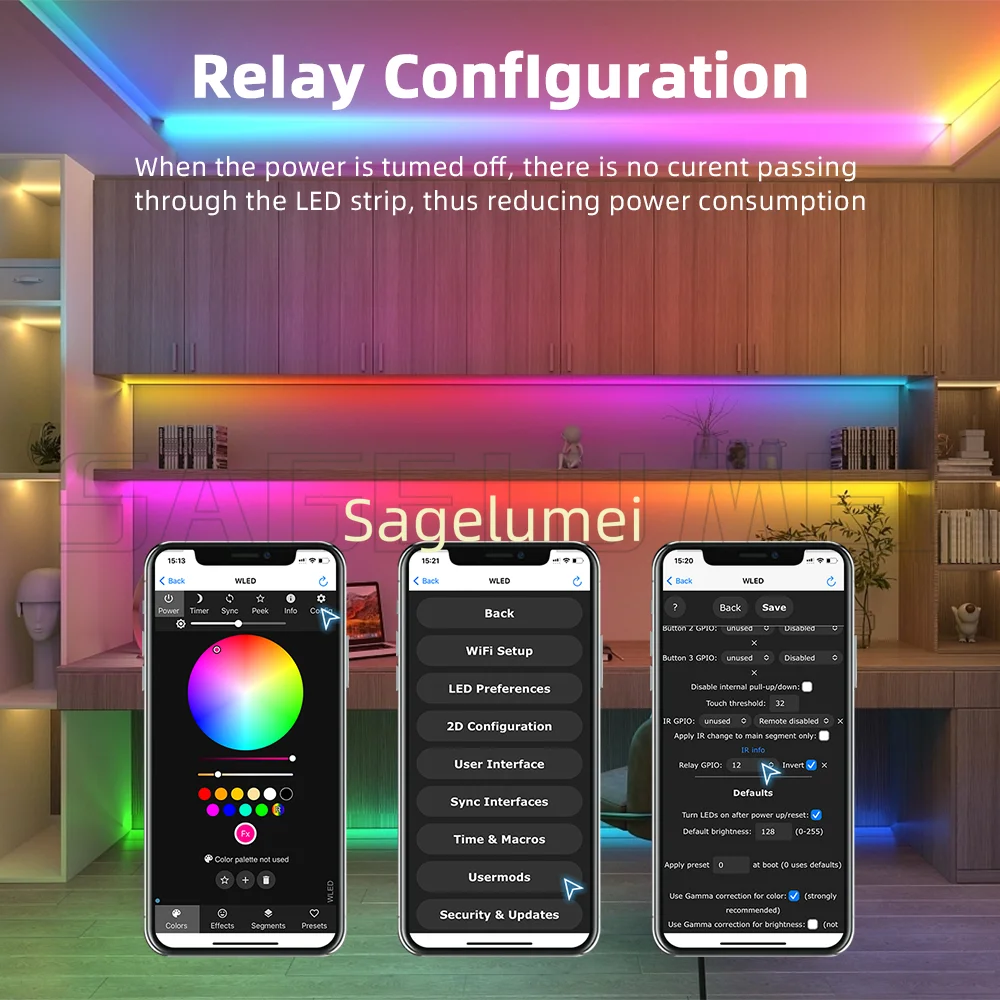 DOMRAEM ESP32 USB-C WLED Цифровой светодиодный контроллер RGB IC DIY APP Предохранитель 16А Работает с полосой HAMQTTAlex WS281112B1405 Sk6812 (art.: 3920d2cff48aa) - 3920d2cff48aa