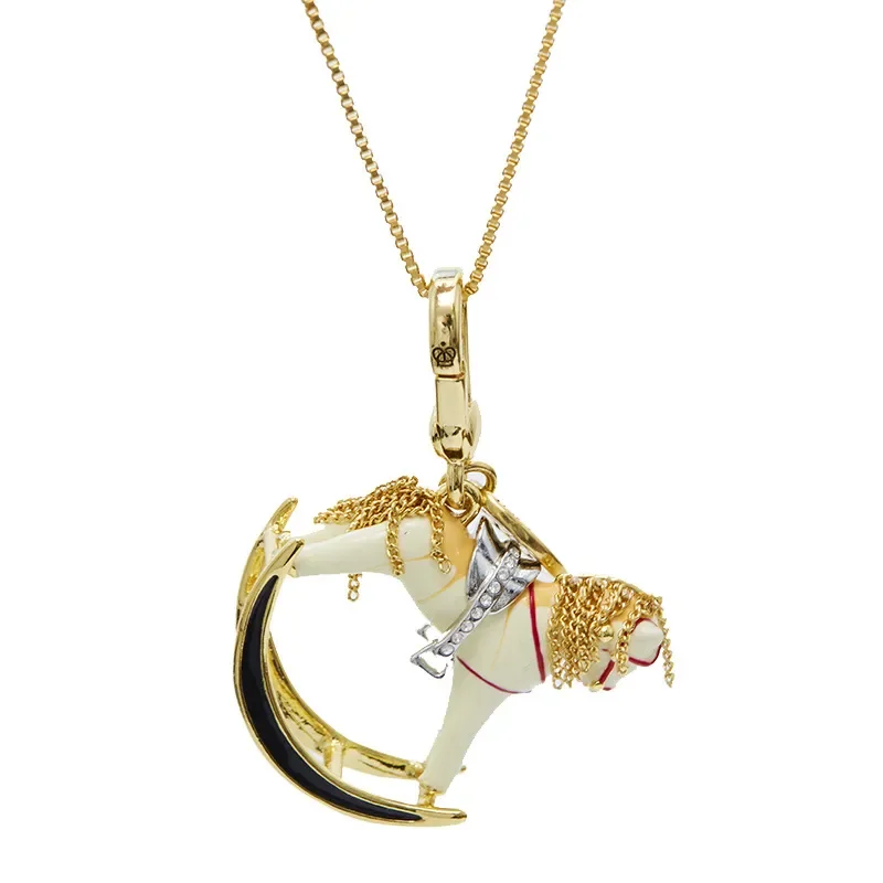 

Wholesale Enamel Color Glaze Three-Dimensional Small Wooden Horse Pendant Fashion Zodiac Animal Necklace Pendant Bag Pendant Wom