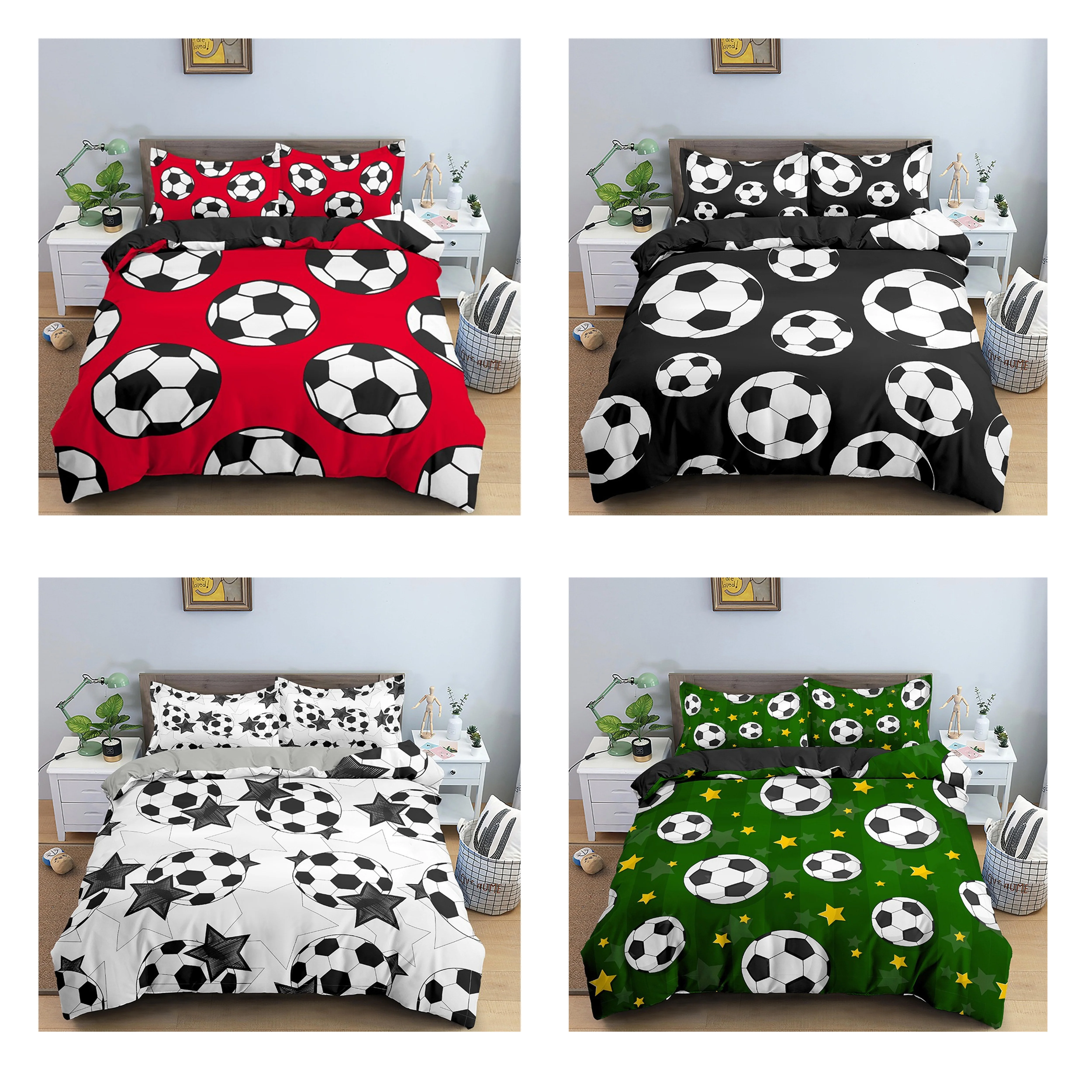 

Northern Europe Soccer Bedding Sets Home Textile Ball Pattern Duvet Cover Pillowcase Bedclothes Twin/Queen/King Size