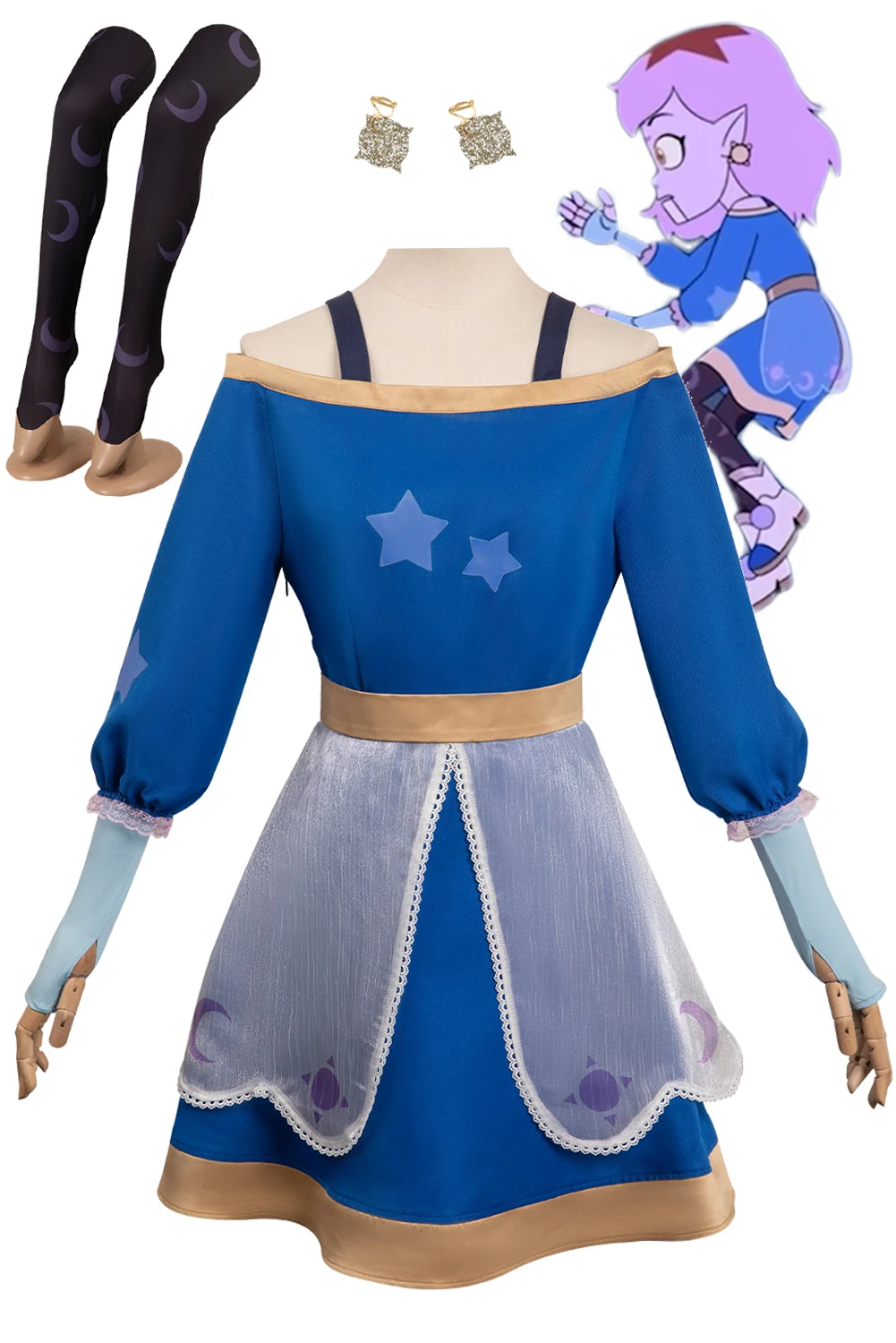 

Amity Косплей голубая юбка Женский костюм аниме мультфильм Сова искусственная игра фантазия Хэллоуин искусственная ткань для маскировки