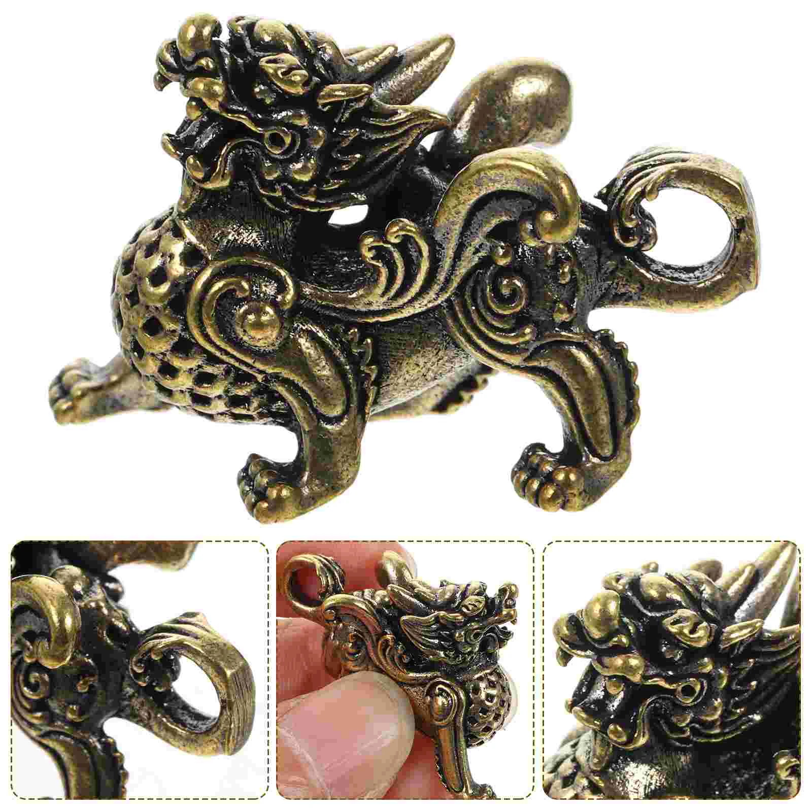 

Keychain Keys Unicorn Ornament Brass Kylins Statue Car 1.5X2.5X3.5CM Hanging Decor Crafts Decoration Exquisite