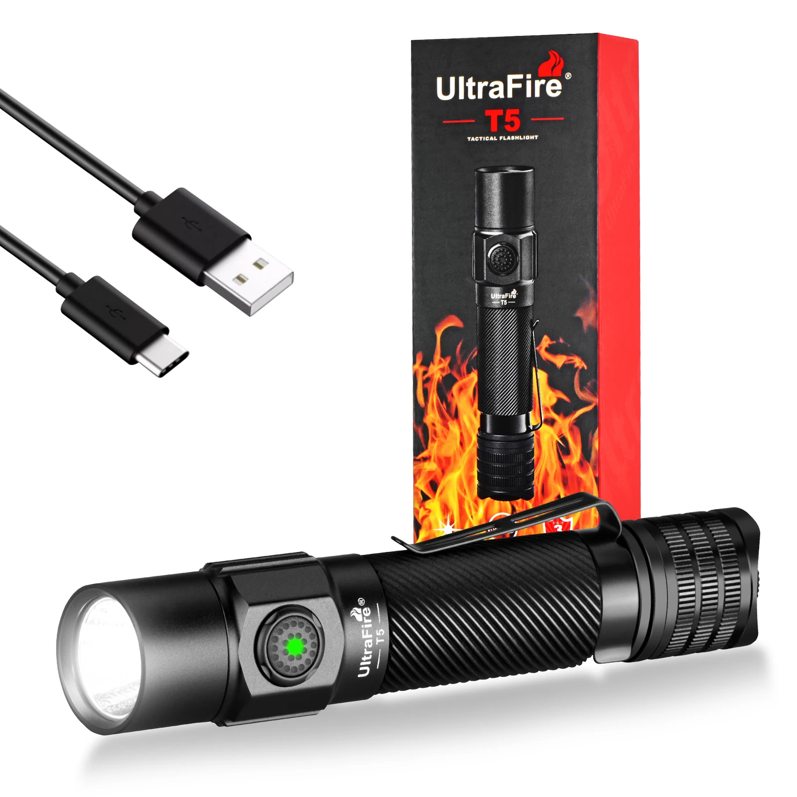 UltraFire T5 армейский тактический фонарь 1800 люмен 273 метра дальность луча мощный