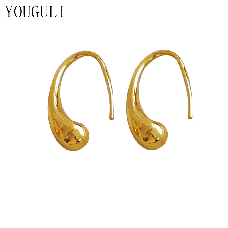 

Modern Jewelry Metal Teardrop Earrings Hot Sale Popular Style Thick Plated Golden Silvery Women Earrings For Party Gifts