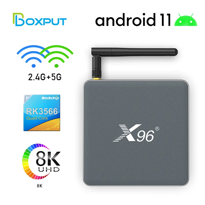 ТВ-приставка X96 X6 Android 11 8 ГБ ОЗУ 128 Rockchip RK3566 видеокодек 8K 2 t2r MIMO Двойной Wi-Fi 1000M LAN 4K