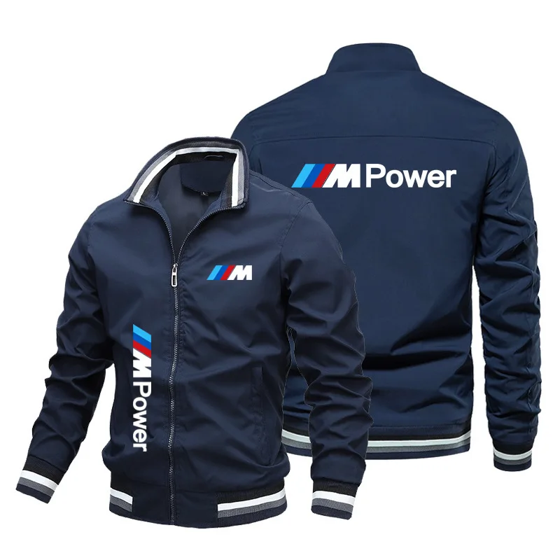 BMW Logo Zipper Jacket 2025 New Men's and Women's Riding Motorcycle Windproof Printed Lapel Solid Color