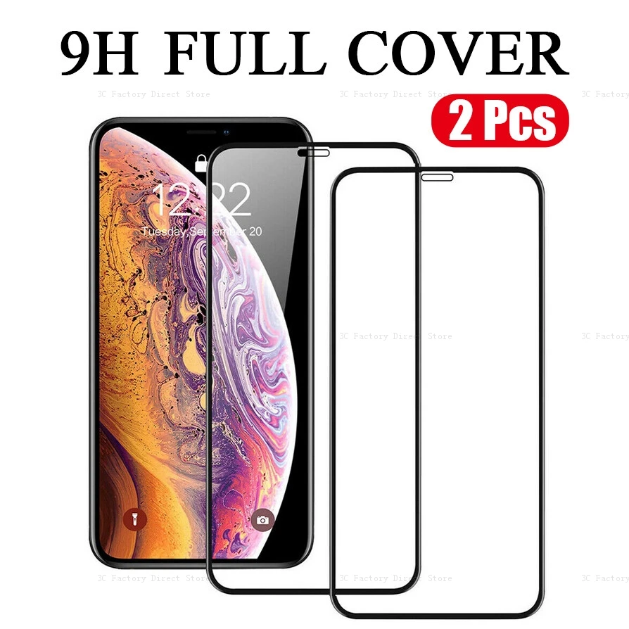 2 PCS 9D Full Cover Tempered Glass Screen Protector For iPhone 14 13 12 11 Pro Max Mini X XR XS Max 8 7 Plus 6 6S Plus