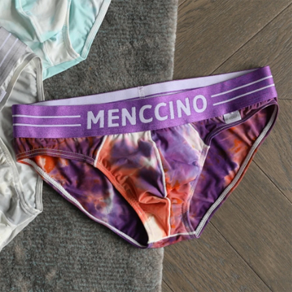 

Underwear Men Tie Dye Ice Silk Pouch Panties Summer Cool Low Rise Briefs Sexy Wide Waistand Underwear Swimwear Thong Underpants