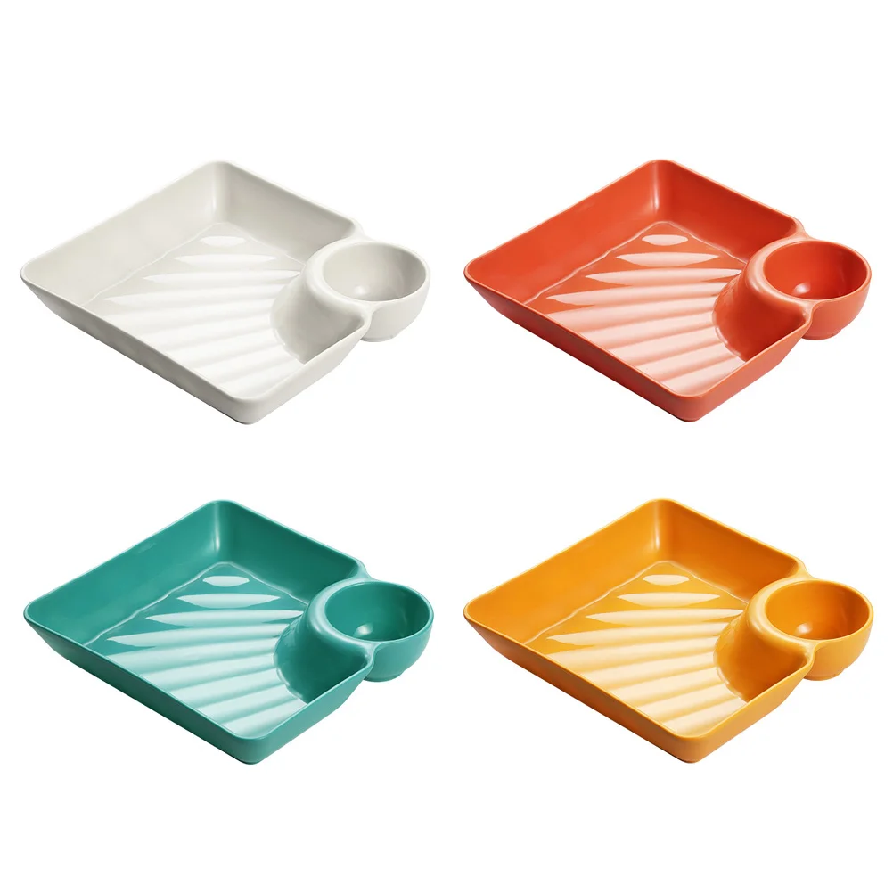 

4Pcs 4 Sections Dinner Tray Sauce Holder for Plate Plate with Vinegar Dish Japanese Sushi Plate Snack Serving Dish