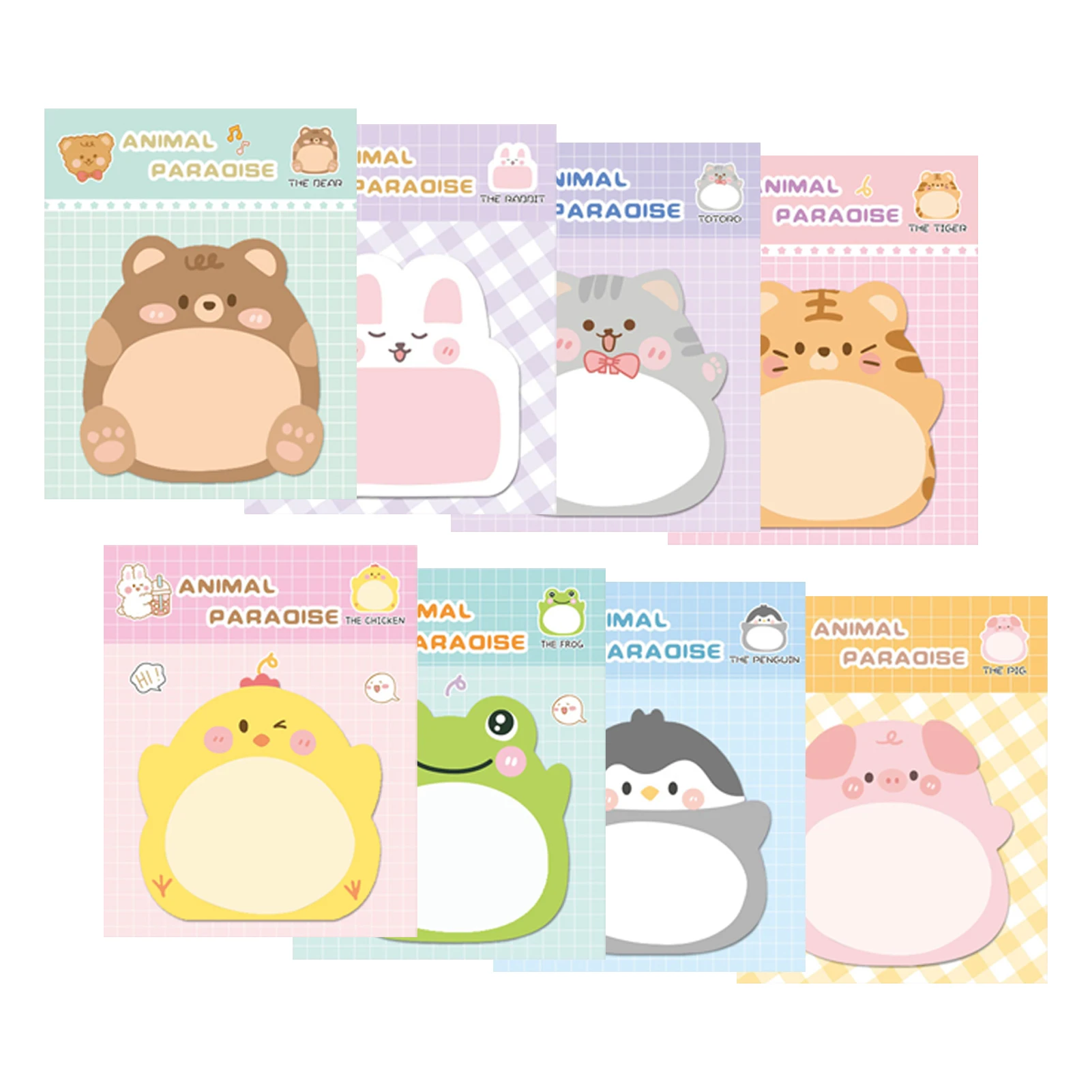 

8 Packs Office School Pads Kid Student 160 Sheets Cute Animal Gifts Sticky Notes Paper Roommates Home Self Adhesive Stationary