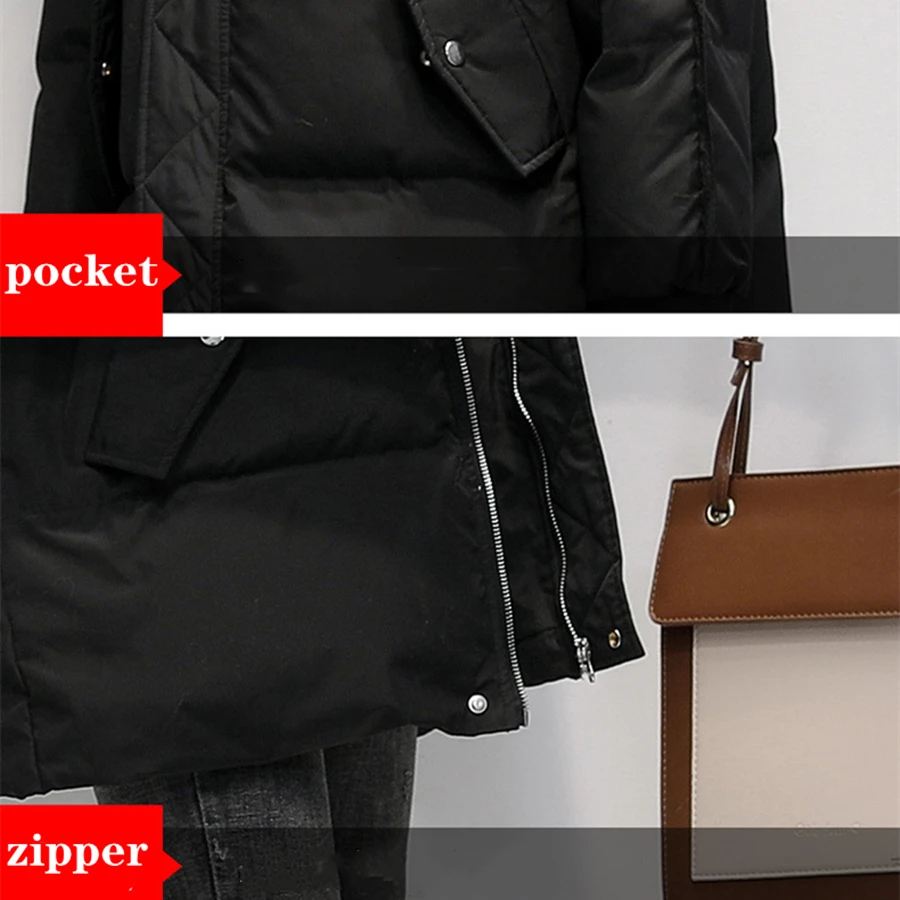 Winter Mid-length Hooded Cotton Padded Coat Women Warm Thick Parkas Snow Wear Overcoat Solid Loose Korean Windbreaker Jackets