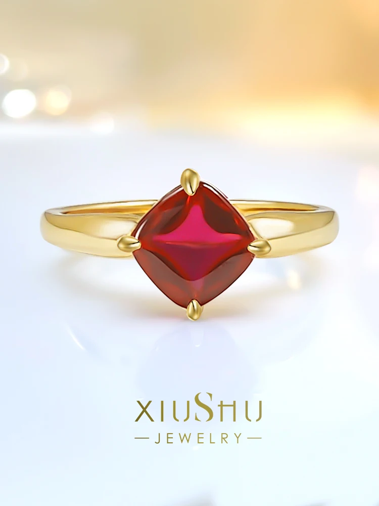 

Женское роскошное Золотое серебро 925 пробы, красное кольцо с сокровищами, простой и универсальный, маленький и модный, повседневный и маленький