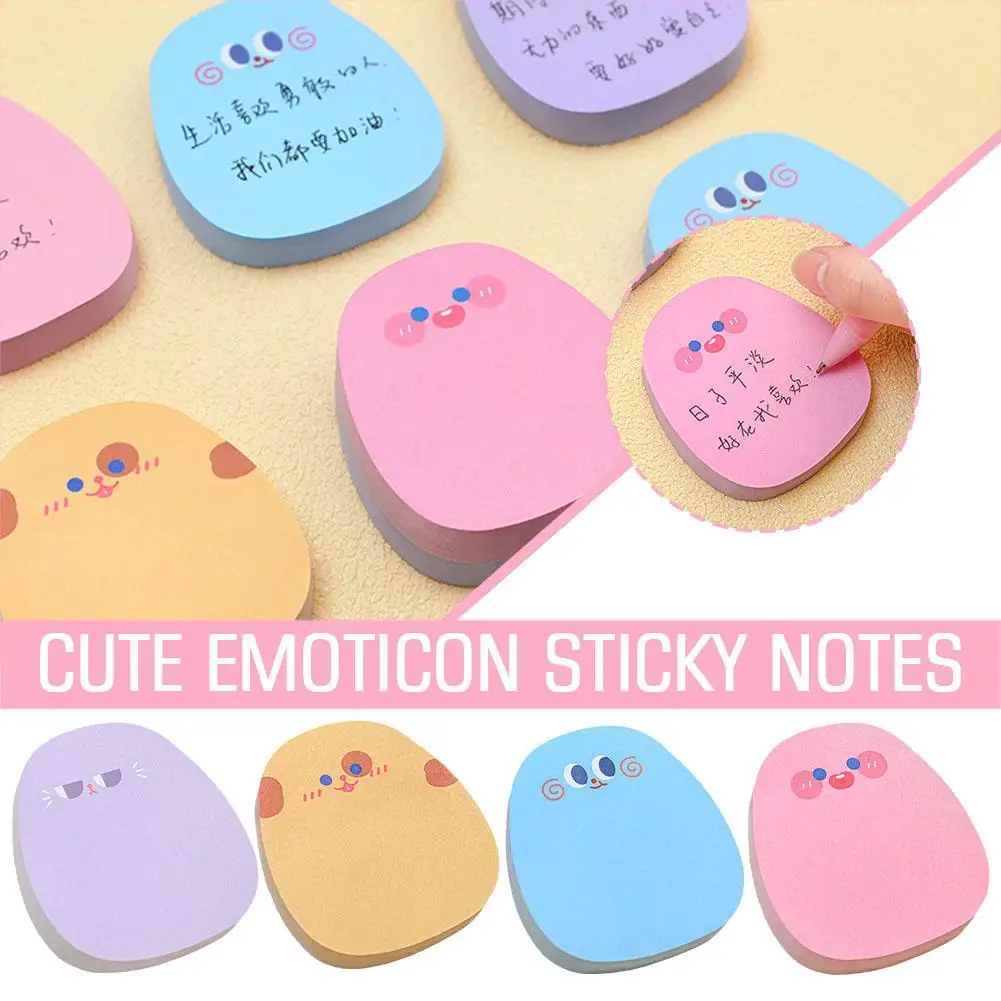 

1 Pcs Cute Cartoon Colored Notepad N Times Posting Message Paper Cute Expression Strong Adhesion Variety Of Colors Message Pad