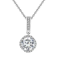 trendy 2ct d color vvs1 round moissanite necklace 925 sterling silver women lab moissanite clavicle necklaces anniversary gift