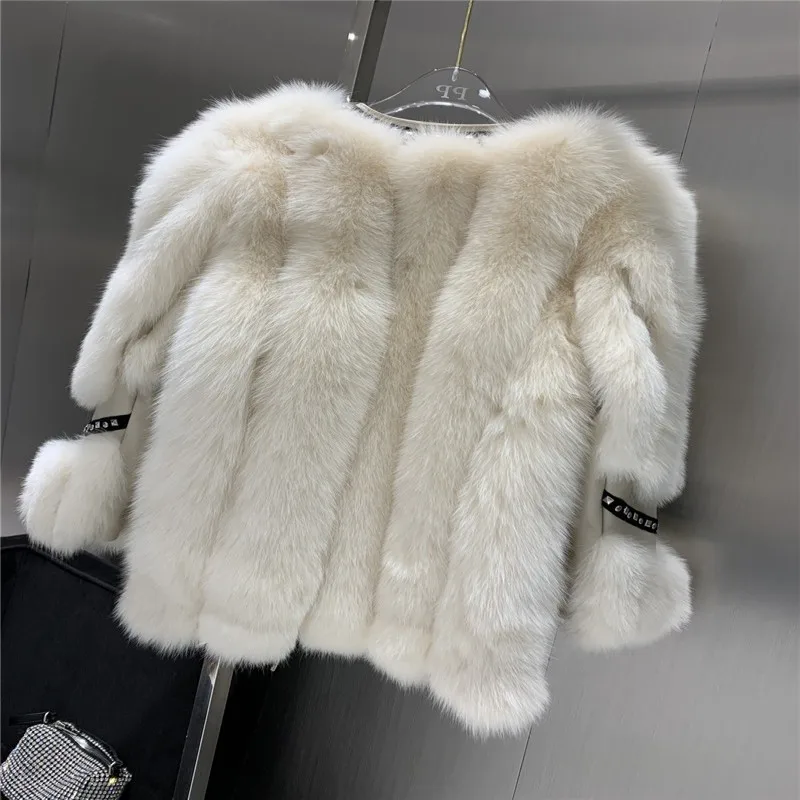 2022 Winter New natural fox fur coat warm thickening medium long real fox fur jacket luxury slim real fur coat women
