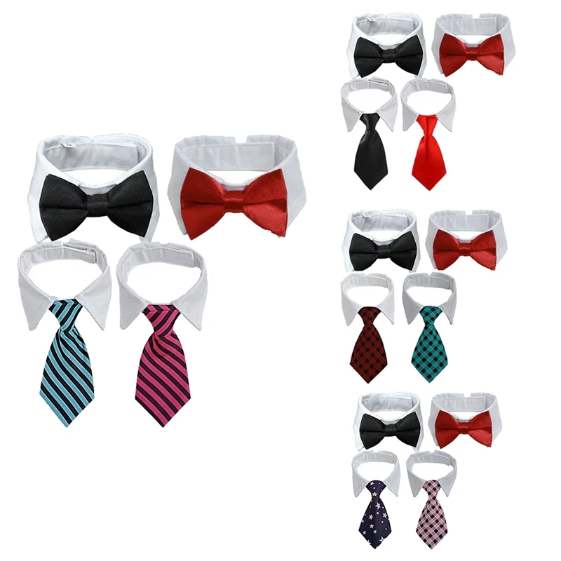 

4 Pieces Pets Dog Cat Bowtie Pet Costume Adjustable Formal Necktie Collar for Cats Small Dogs Puppy