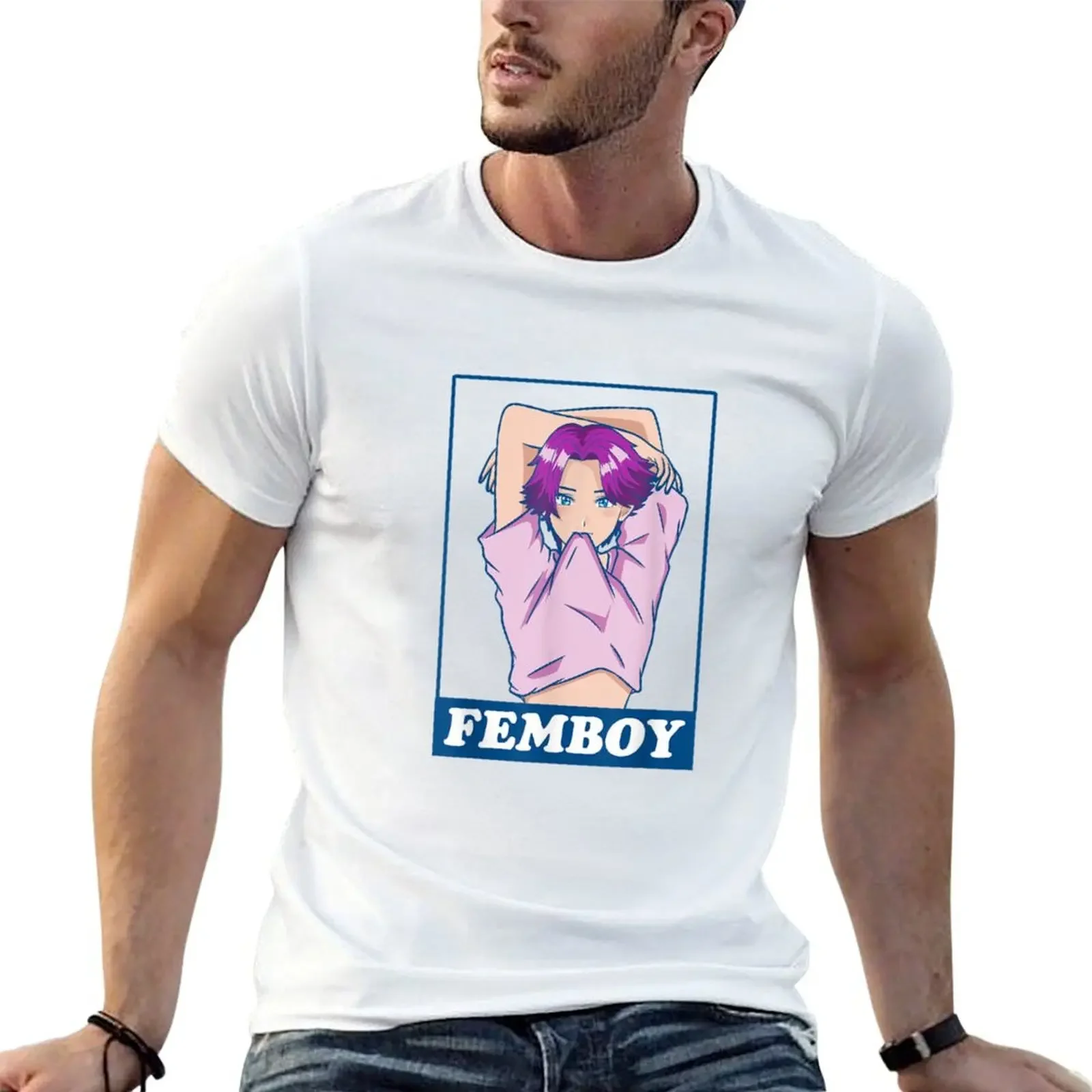 Femboy аниме мальчик геев эстетика кроссдресс Yaoi Пастельная Футболка Летний Топ