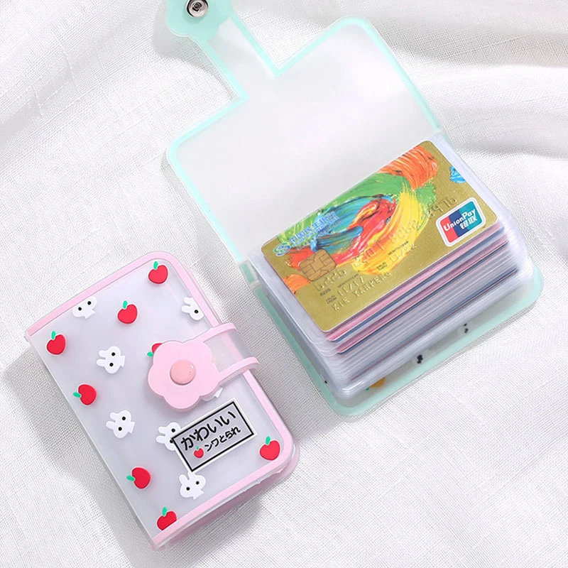 

Cute Card Holder Fruit Animal Print Name Card Bag 26 Bits Card Slots Photocard ID Holder Jelly Glue Card Bag Cartoon Portable
