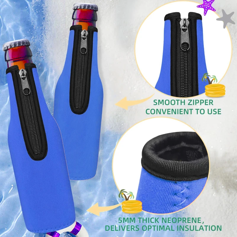 Охладитель для пивных бутылок с застежкой-молнией портативный неопреновый чехол
