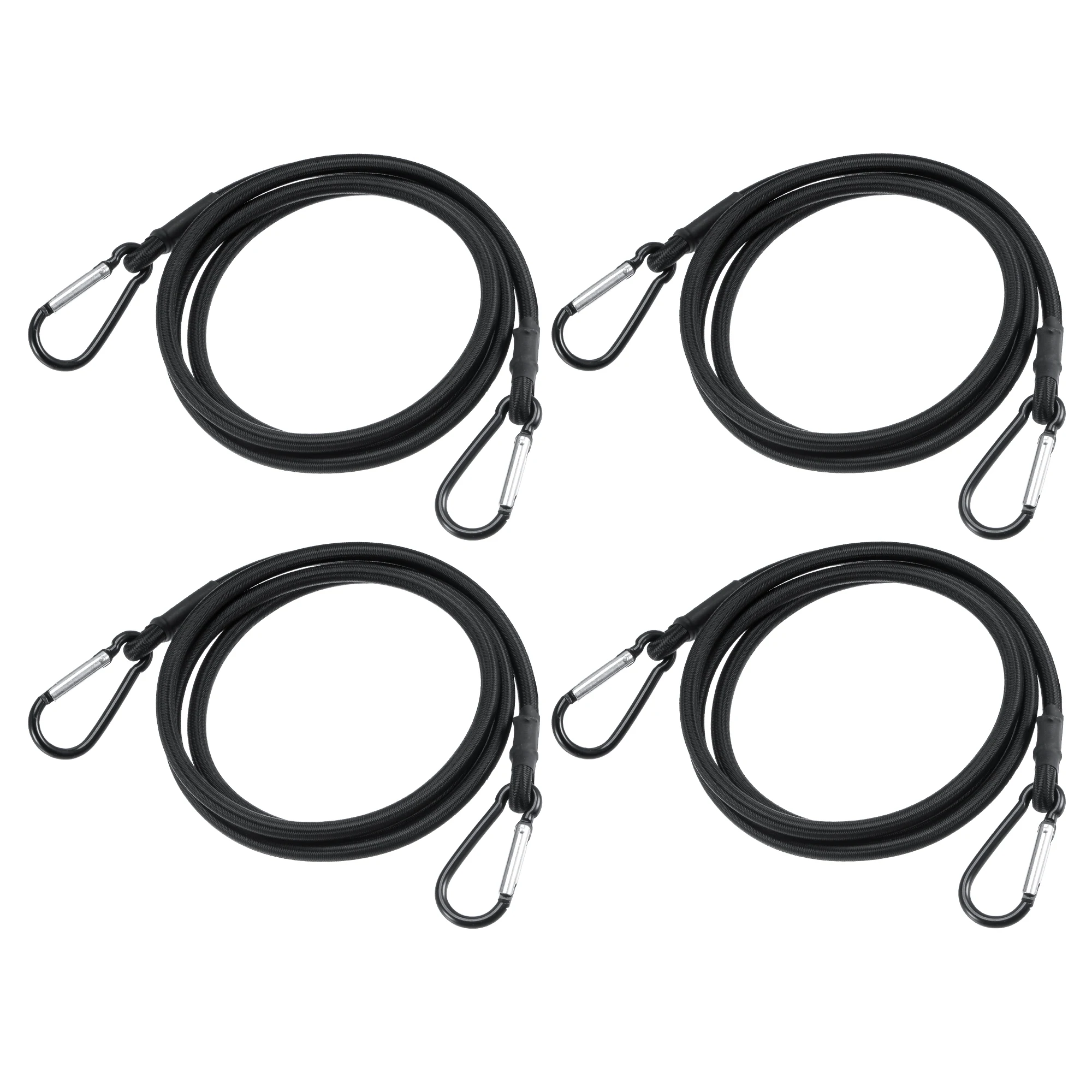 

Uxcell 4 шт. эластичные шнуры с крючками 160 см/63 дюйма для кемпинга, хранения грузов, черный