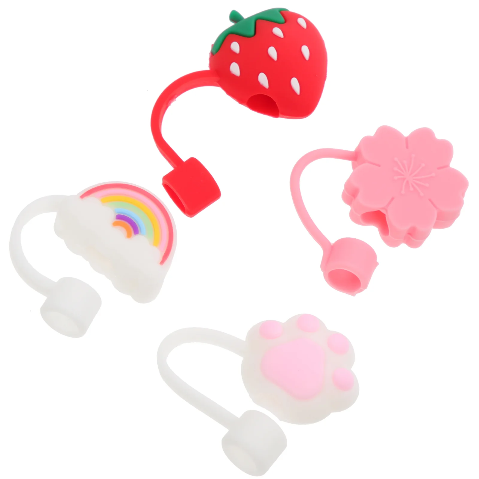 

Straw Cover Tips Drinking Cap Silicone Covers Reusable Cute Plugs Protector Plug Caps Tip Strawberry Straws Toppers Lids Dust