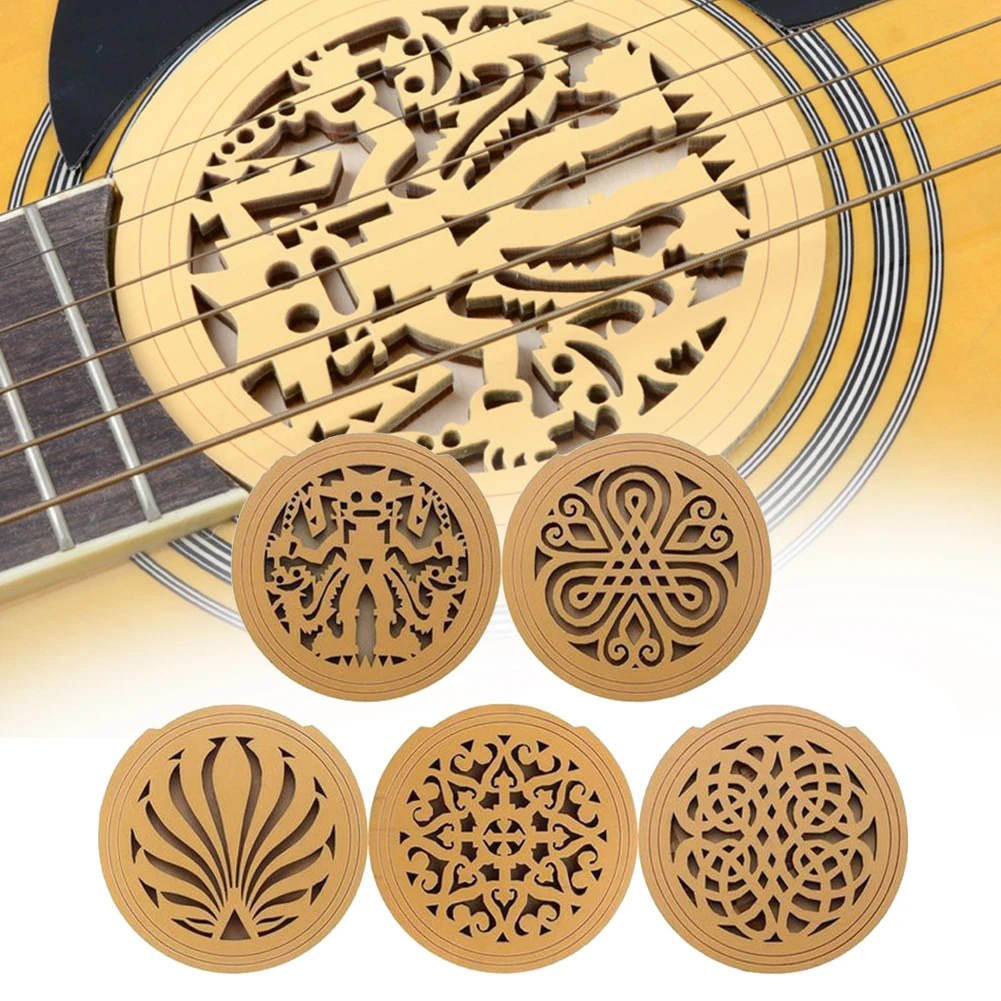 

Acoustic Guitar Soundhole Cover Wooden Folk Guitars Sound Hole Cover Block Feedback Buffer Mahogany Wood For Acoustic Folk Guita