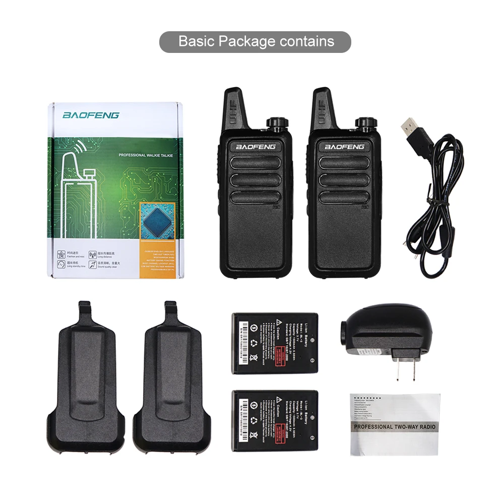 Портативная мини-рация Baofeng с быстрой зарядкой от USB 2 шт. |