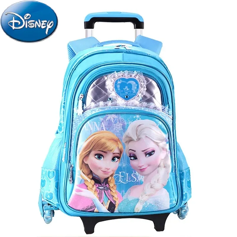 

Детские рюкзаки на колесиках Disney, съемные школьные ранцы с колесиками, лестницами, школьная сумка-тележка для девочек, чемодан для книг