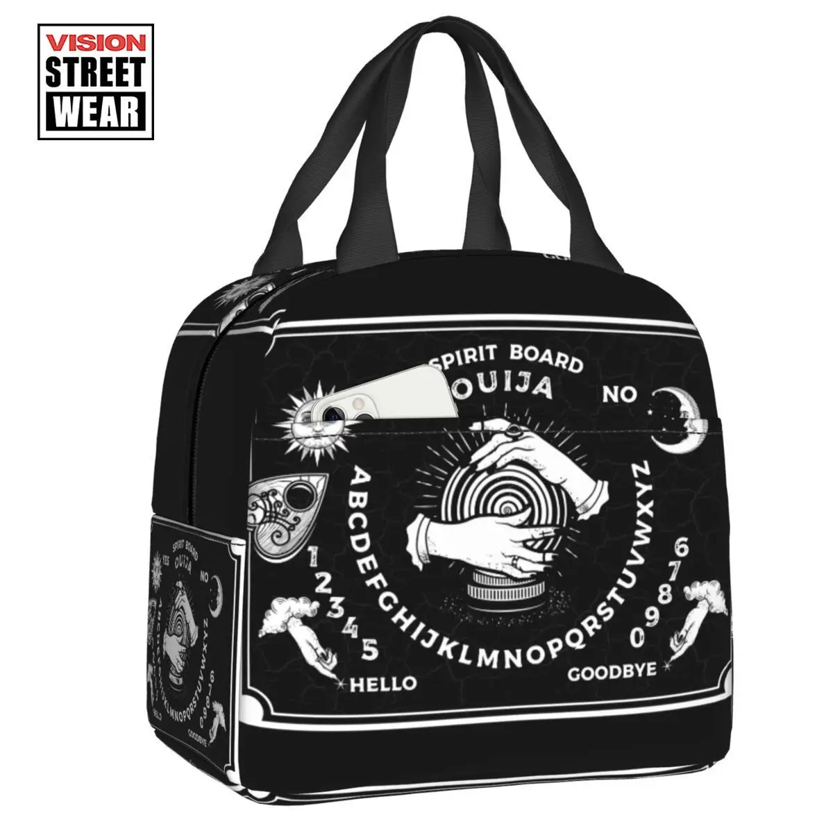 

2023 New Custom Occultism Ouija Boards Lunch Bag Men Women Warm Cooler Insulated Lunch Box For Children School