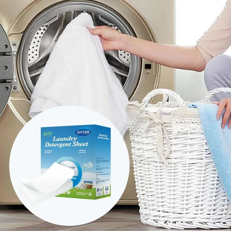 

Laundry Tablets Concentrated Washing Powder Underwear Detergent Sheet Laundry Bubble Paper Clothing Cleaning Product 60pcs