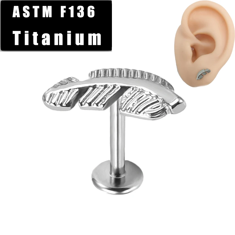 

ASTM F136 титановый губной пирсинг губная серьга шпильки перо Верхняя внутренняя нить ушной хрящ серьги-Спирали Кольцо для губ ювелирные издел...