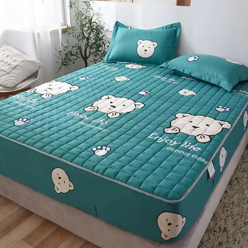 

Thicken Mattress Cover Cotton Quilted Bed Cover Anti-bacterial Mattress Protector Topper Pad Soft Fitted Sheets Thick Bed Linens