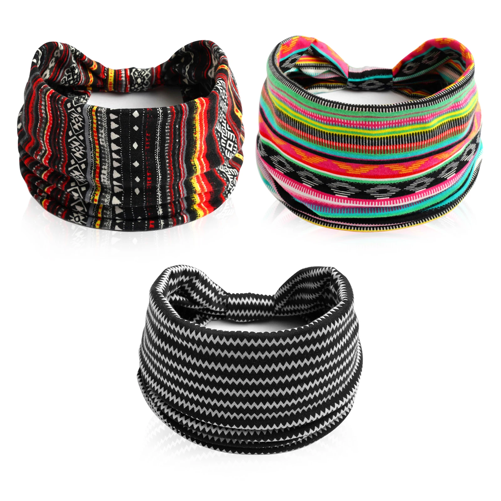 

3 Pieces Sports Sweatband Elastic Headband Football Basketball Women Men
