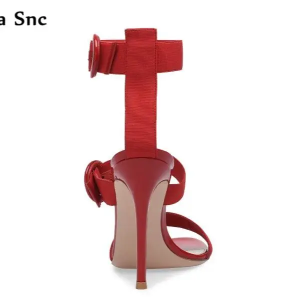 Open Toe Ankle Buckle Solid Sandals Stiletto Sexy Chic High Heel Concise Style Comfortable Women Party Shoes Summer Newest