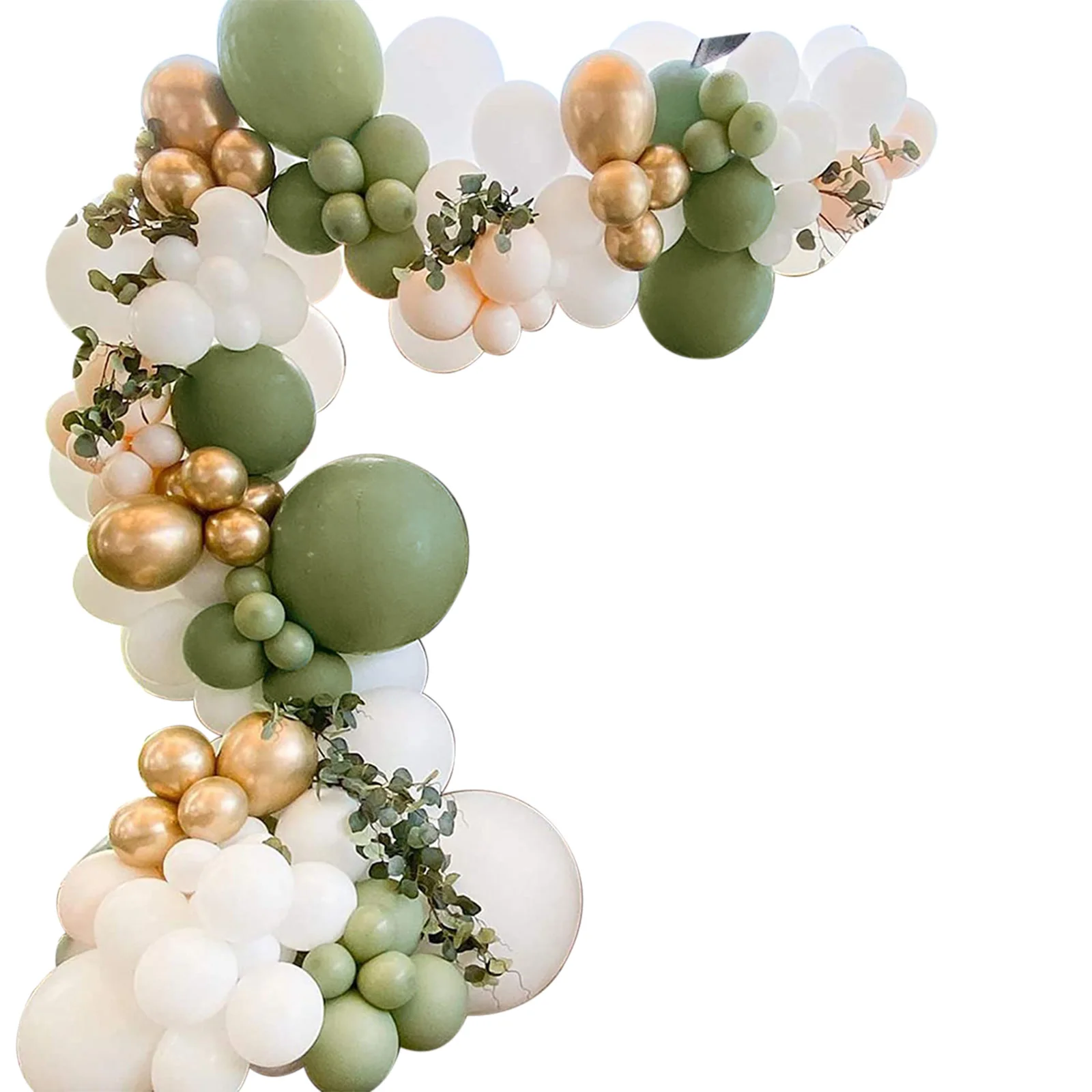 

152pcs Retro Green Balloon Arch Garland Kit Retro Green Gold Metallic Balloons Latex Balloons Set for Wedding Birthday Party