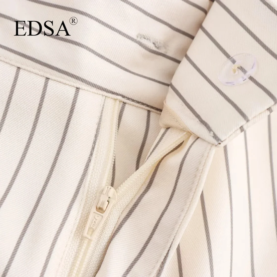 Женские полосатые длинные брюки EDSA офисные с высокой талией и боковыми карманами