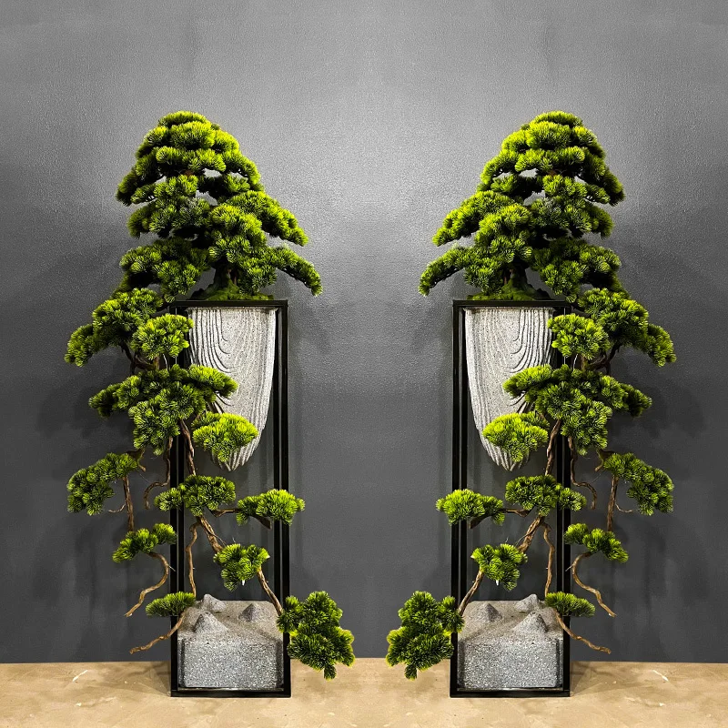 

XK Large Artificial Greeting Pine Decoration Living Room Floor Flower Stand Fake Green Plant Bonsai Hallway Corridor