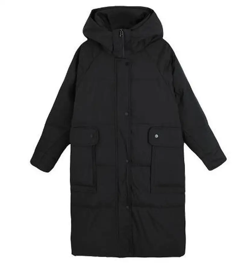 2022 Women New Fashion Winter Down Jacket Large Long Sleeve Jacket Warmth Thickening Female Parka Hooded Loose Long Thickening