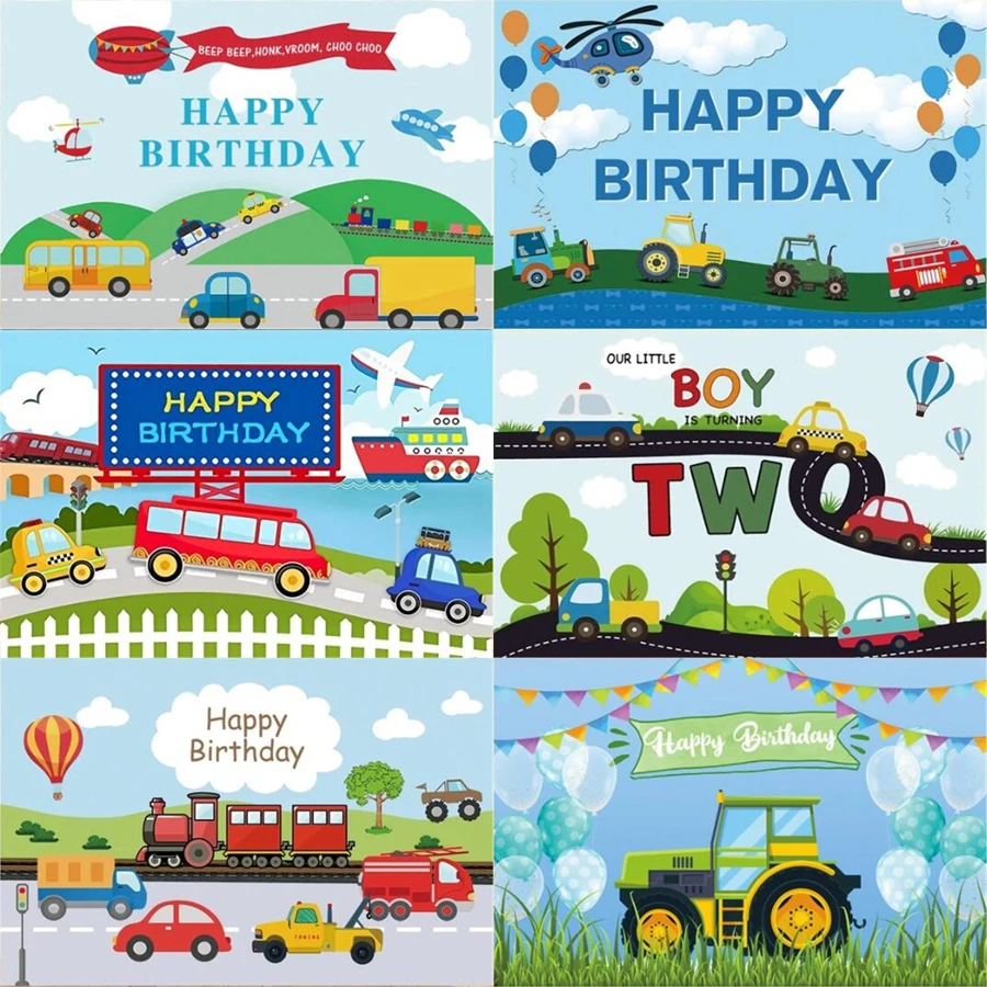 

Фон для фотосъемки детский день рождения трактор трафик самолет вечеринка Декор баннер плакат фон для фотосъемки Фотостудия