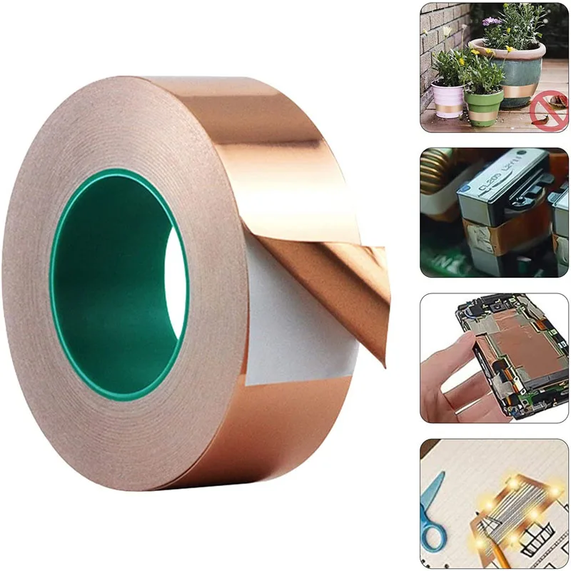 

Copper Tape Copper Foil Tape with Double Conductive Adhesive Strong Adhesive Copper Sheet EMI Shielding Tape for Snails Guitar