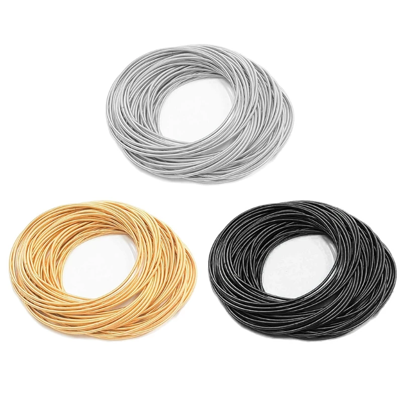 

50Pcs Elastic Non-Slip Bracelet Craft Carbon Steel Wire Bracelet with Screw for