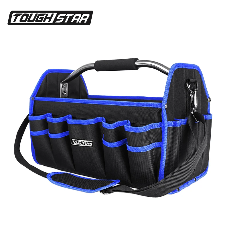 

Складная сумка-тоут TOUGHSTAR для инструментов, прочная 600D, сине-черная сумка для хранения электроинструментов с регулируемым плечевым ремнем