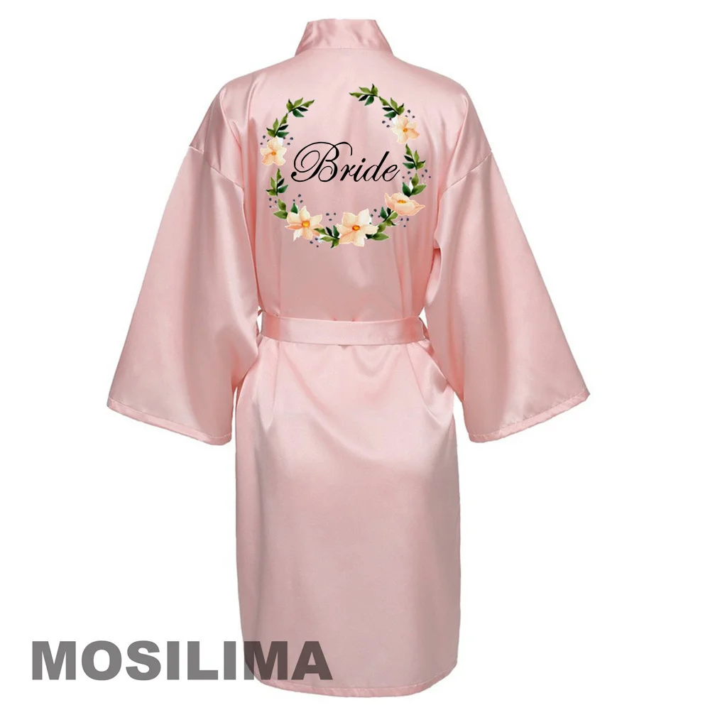 

Satin Silk Robes Wedding BathRobe Bride Bridesmaid Dress Gown Women Clothing Sleepwear ZH059