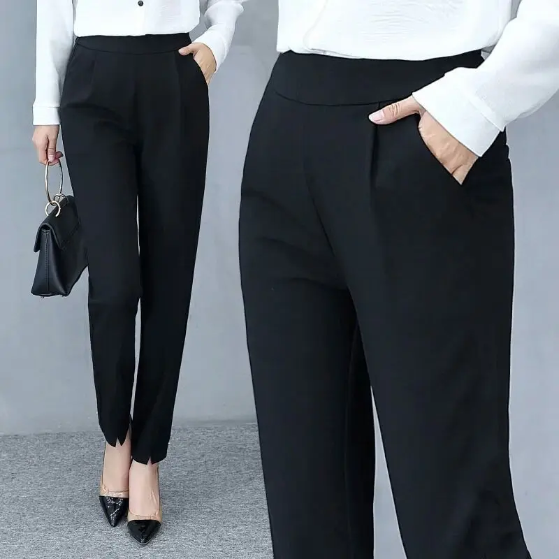 

Women's Sweatpants Korean Mujer Pencil Capris Spring Summer Oversized 80 KG Causal Suit Pants Black New Vintage Harem Trousers