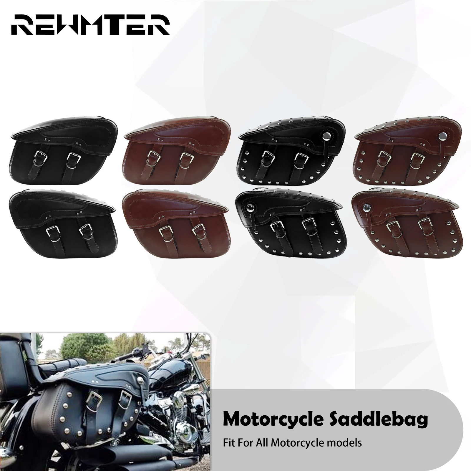 Motorcycle Leather Saddlebag Pouch Side Luggage Tool Bags Black/Brown For Harley Softail Dyna Touring Sportster XL 883 1200 48