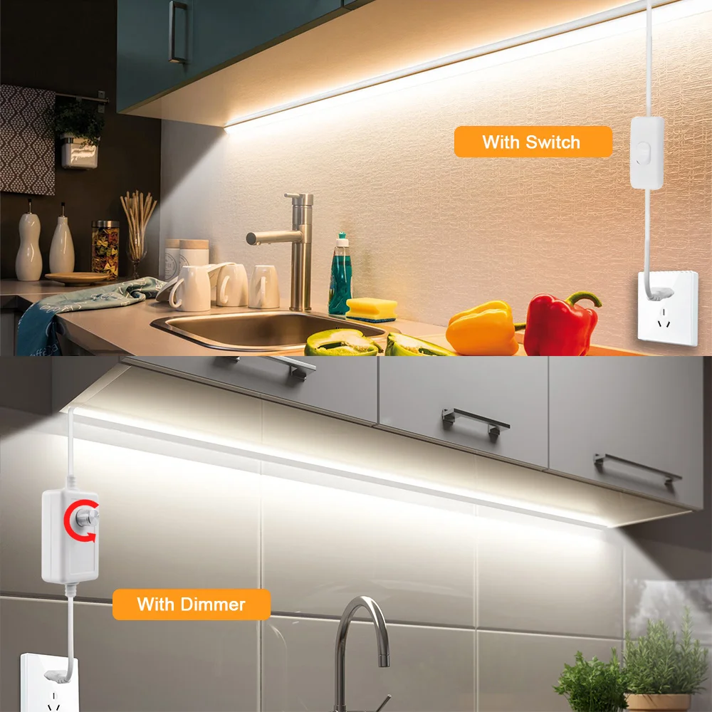 220 В COB светодиодная лента с регулируемой яркостью диммер вилка европейского