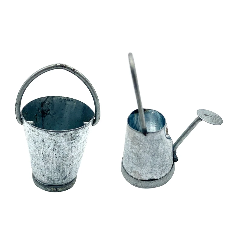 

Dollhouse Mini Iron Water Bucket Faded-Style Watering Can Doll House Furniture DIY Role Play Accessories Playhouse Decor