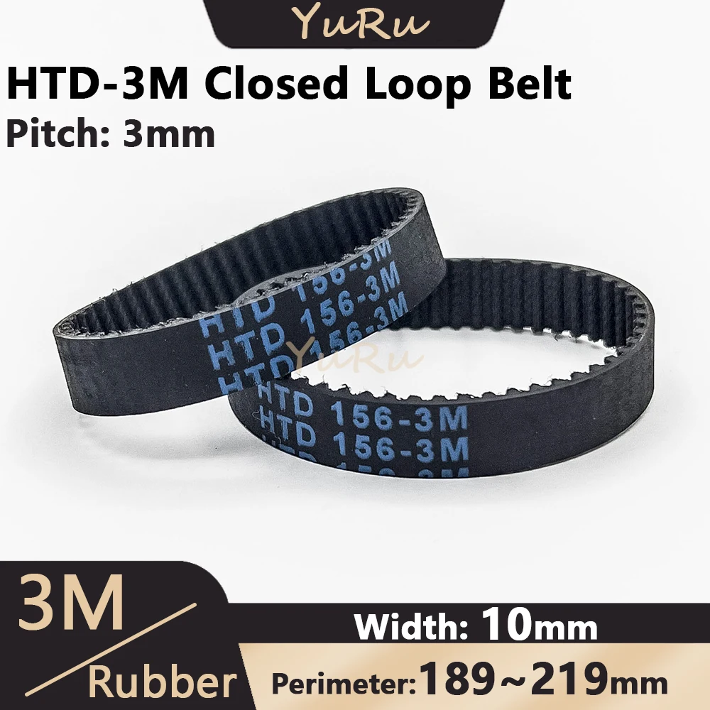 HTD-3M Timing Belt Width 10mm Rubber Closed Loop Length 189 192 195 198 201 204 207 210 213 216 219mm HTD3M Synchronous Belt 3M