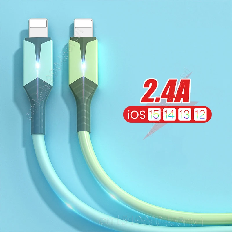 Фото 2.4A USB Cable For iPhone 13 12 11 Pro Max XS X 6s 7 8 Plus Origin Mobile Phone Quick Charging Charger Cord Data Charger Wire 2m №1