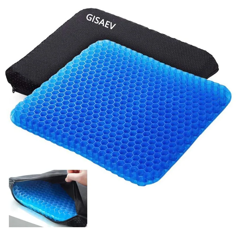

Дышащая гелевая Подушка на сиденье, двухслойная гелевая Подушка для задницы, нескользящая износостойкая охлаждающая подушка на сиденье ав...