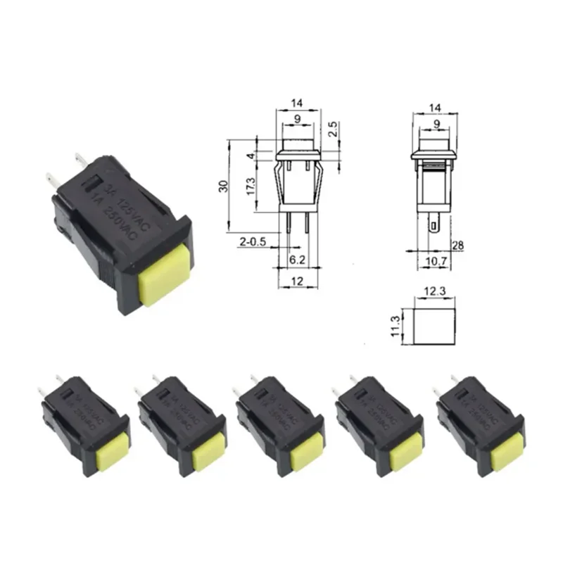 10pcs DS-429 Self-Locking Momentary Switch 3A 125V Push Button